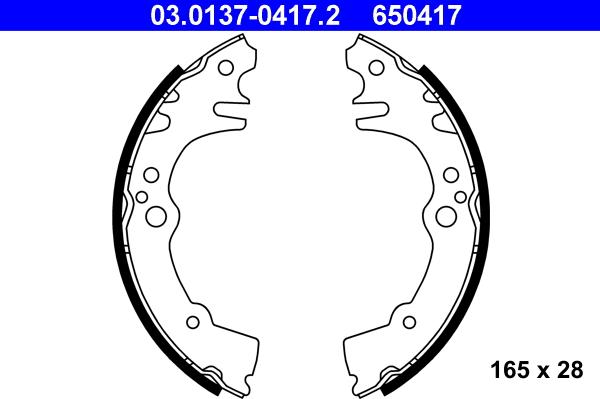 ATE 03.0137-0417.2 - Brake Shoe Set autospares.lv