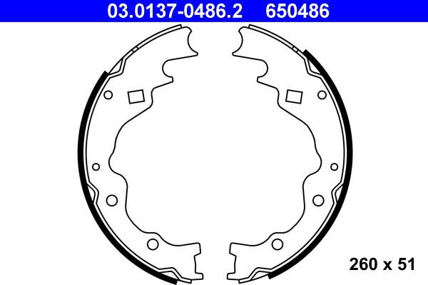 ATE 03.0137-0486.2 - Brake Shoe Set autospares.lv