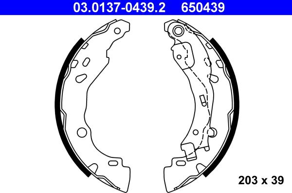 ATE 03.0137-0439.2 - Brake Shoe Set autospares.lv