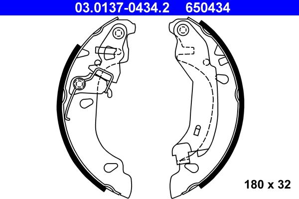 ATE 03.0137-0434.2 - Brake Shoe Set autospares.lv