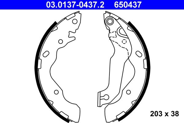 ATE 03.0137-0437.2 - Brake Shoe Set autospares.lv