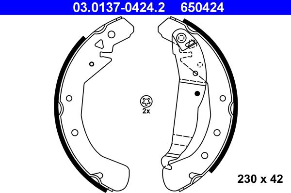 ATE 03.0137-0424.2 - Brake Shoe Set autospares.lv