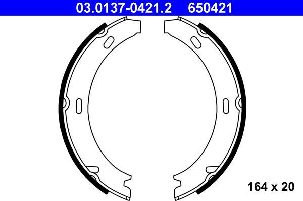 ATE 03.0137-0421.2 - Brake Shoe Set, parking brake autospares.lv