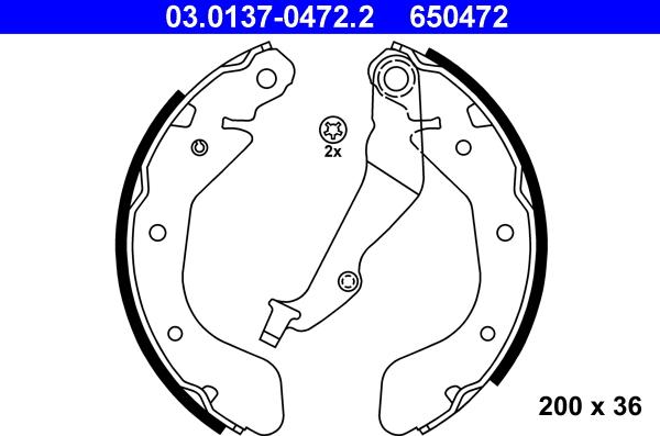 ATE 03.0137-0472.2 - Brake Shoe Set autospares.lv