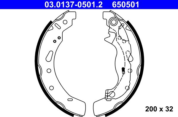 ATE 03.0137-0501.2 - Brake Shoe Set autospares.lv