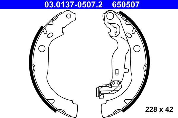 ATE 03.0137-0507.2 - Brake Shoe Set autospares.lv