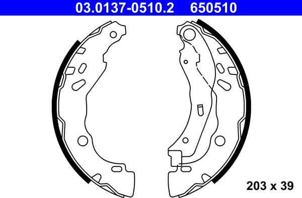 ATE 03.0137-0510.2 - Brake Shoe Set autospares.lv