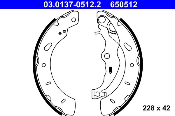 ATE 03.0137-0512.2 - Brake Shoe Set autospares.lv