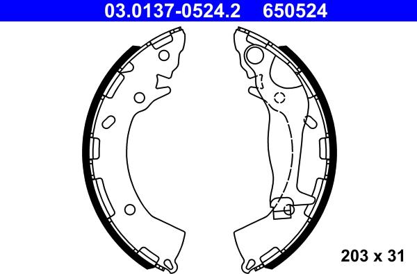 ATE 03.0137-0524.2 - Brake Shoe Set autospares.lv