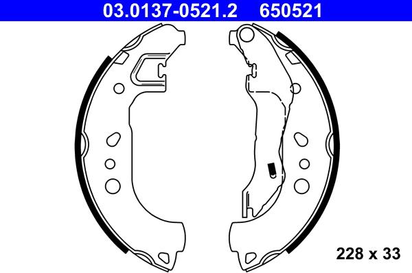 ATE 03.0137-0521.2 - Brake Shoe Set autospares.lv