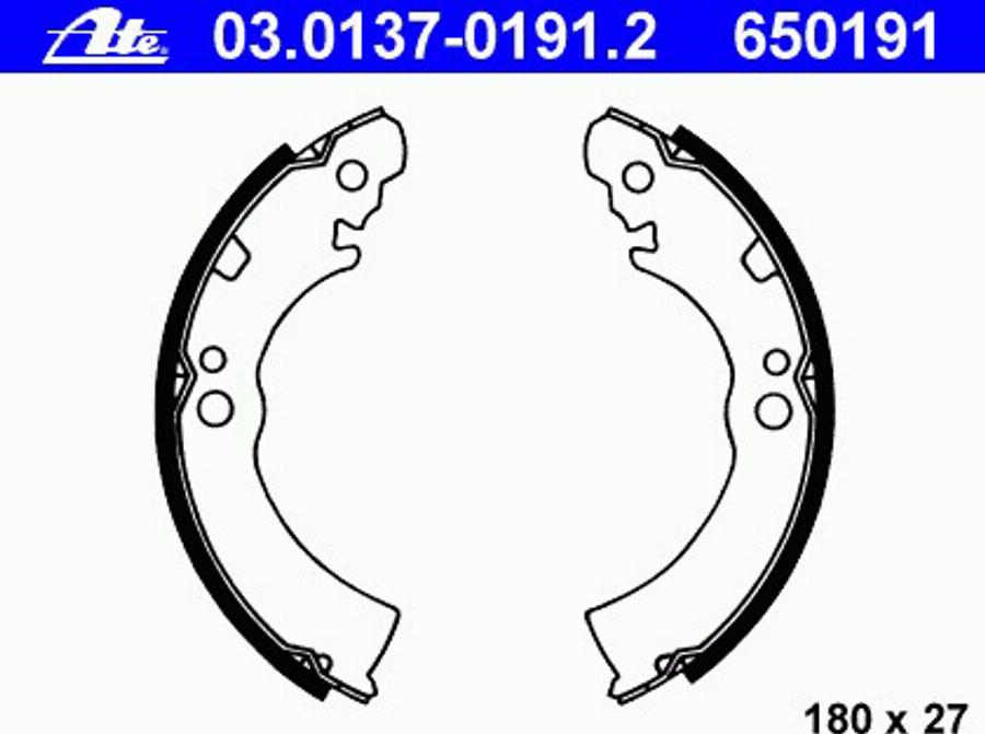 ATE 03.0137-0191.2 - Brake Shoe Set autospares.lv