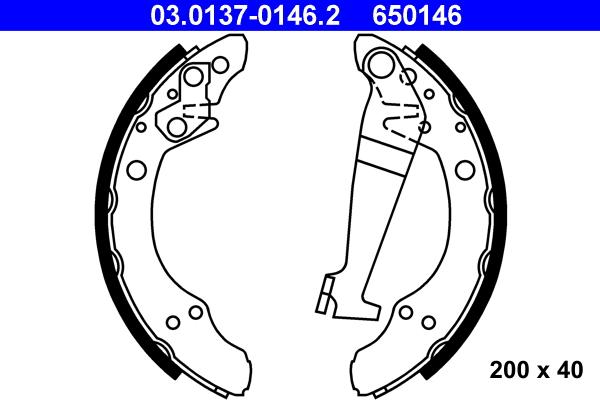 ATE 03.0137-0146.2 - Brake Shoe Set autospares.lv