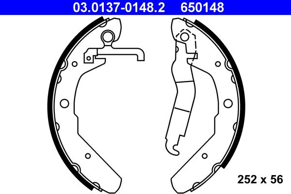 ATE 03.0137-0148.2 - Brake Shoe Set autospares.lv