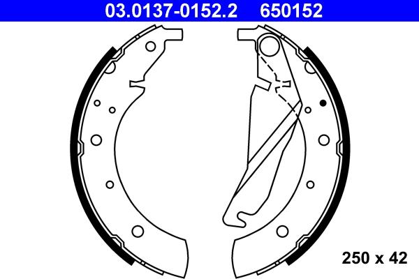 ATE 03.0137-0152.2 - Brake Shoe Set autospares.lv