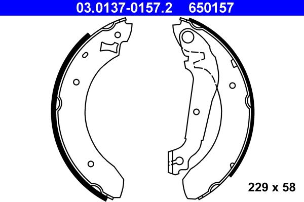 ATE 03.0137-0157.2 - Brake Shoe Set autospares.lv