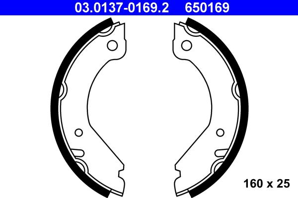 ATE 03.0137-0169.2 - Brake Shoe Set, parking brake autospares.lv