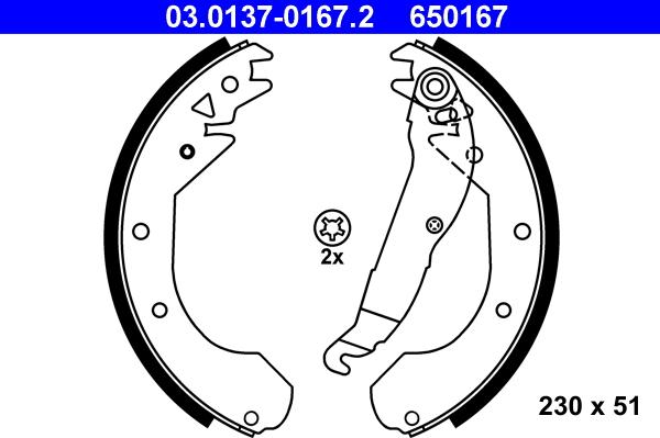 ATE 03.0137-0167.2 - Brake Shoe Set autospares.lv