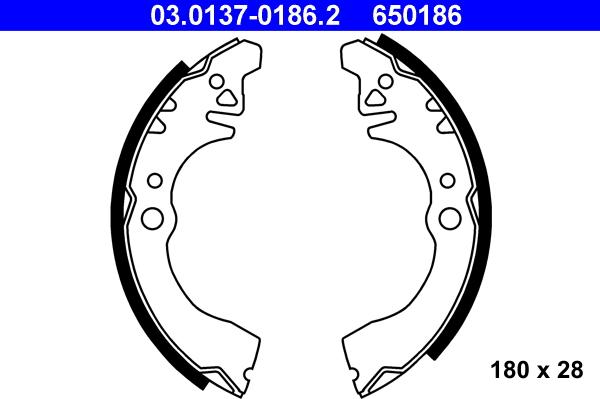 ATE 03.0137-0186.2 - Brake Shoe Set autospares.lv