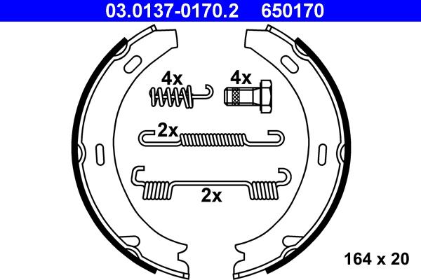 ATE 03.0137-0170.2 - Brake Shoe Set, parking brake autospares.lv