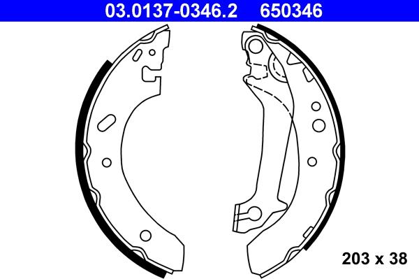 ATE 03.0137-0346.2 - Brake Shoe Set autospares.lv