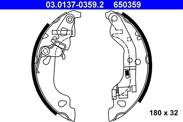 ATE 03.0137-0359.2 - Brake Shoe Set autospares.lv