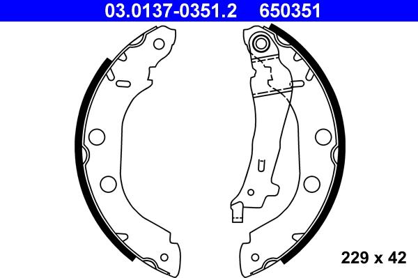 ATE 03.0137-0351.2 - Brake Shoe Set autospares.lv
