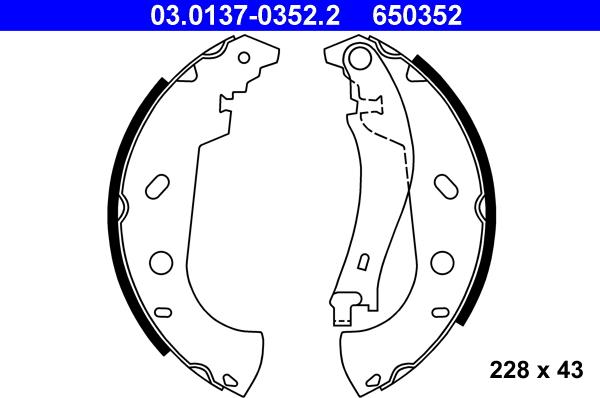 ATE 03.0137-0352.2 - Brake Shoe Set autospares.lv