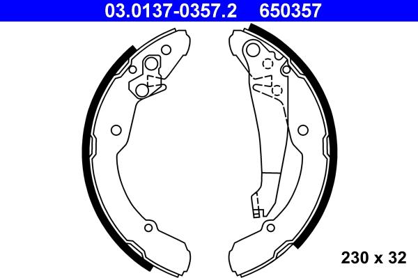 ATE 03.0137-0357.2 - Brake Shoe Set autospares.lv