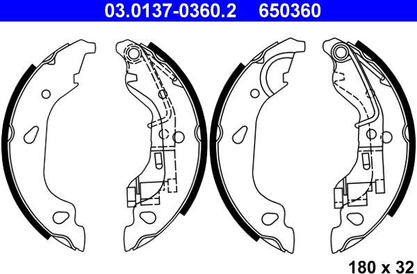 ATE 03.0137-0360.2 - Brake Shoe Set autospares.lv