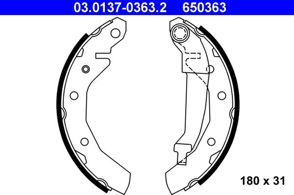 ATE 03.0137-0363.2 - Brake Shoe Set autospares.lv