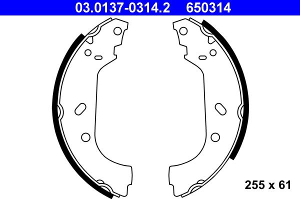 ATE 03.0137-0314.2 - Brake Shoe Set autospares.lv