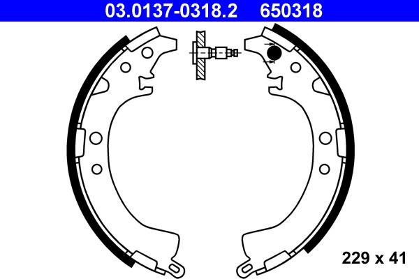 ATE 03.0137-0318.2 - Brake Shoe Set autospares.lv