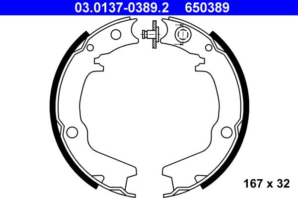 ATE 03.0137-0389.2 - Brake Shoe Set, parking brake autospares.lv