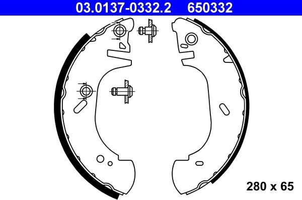 ATE 03.0137-0332.2 - Brake Shoe Set autospares.lv