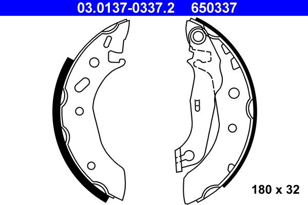 ATE 03.0137-0337.2 - Brake Shoe Set autospares.lv