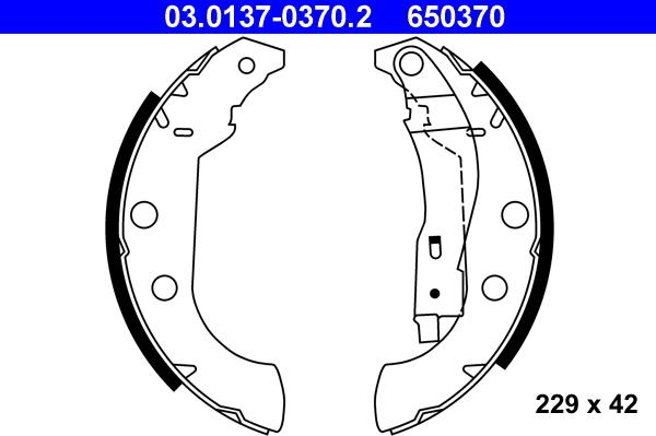 ATE 03.0137-0370.2 - Brake Shoe Set autospares.lv