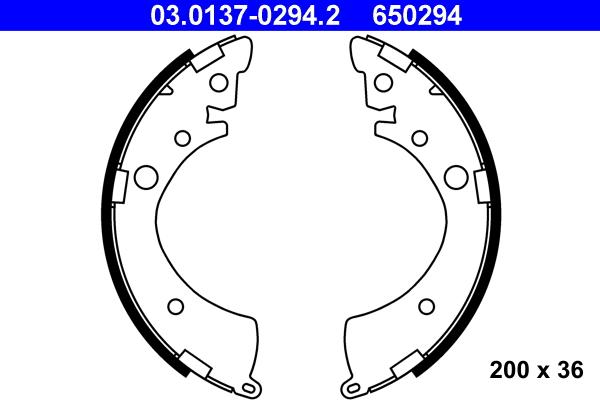 ATE 03.0137-0294.2 - Brake Shoe Set autospares.lv