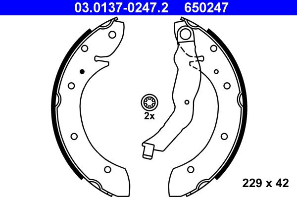 ATE 03.0137-0247.2 - Brake Shoe Set autospares.lv