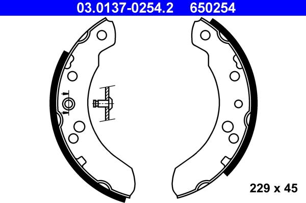 ATE 03.0137-0254.2 - Brake Shoe Set autospares.lv