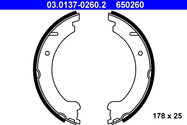 ATE 03.0137-0260.2 - Brake Shoe Set, parking brake autospares.lv