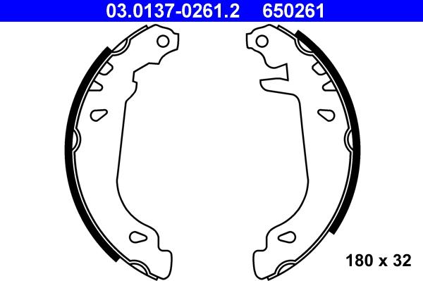 ATE 03.0137-0261.2 - Brake Shoe Set autospares.lv