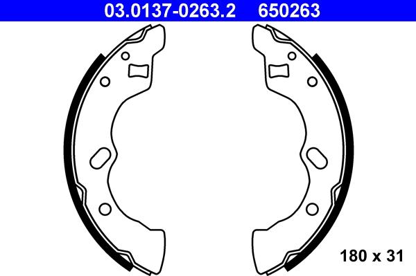 ATE 03.0137-0263.2 - Brake Shoe Set autospares.lv