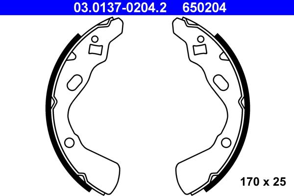 ATE 03.0137-0204.2 - Brake Shoe Set autospares.lv