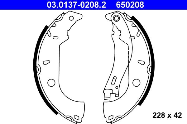 ATE 03.0137-0208.2 - Brake Shoe Set autospares.lv