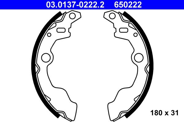 ATE 03.0137-0222.2 - Brake Shoe Set autospares.lv