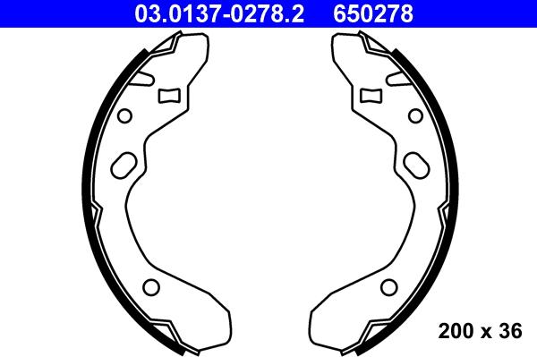 ATE 03.0137-0278.2 - Brake Shoe Set autospares.lv