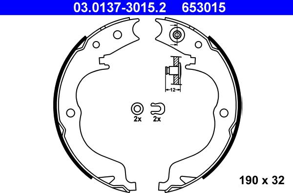 ATE 03.0137-3015.2 - Brake Shoe Set, parking brake autospares.lv