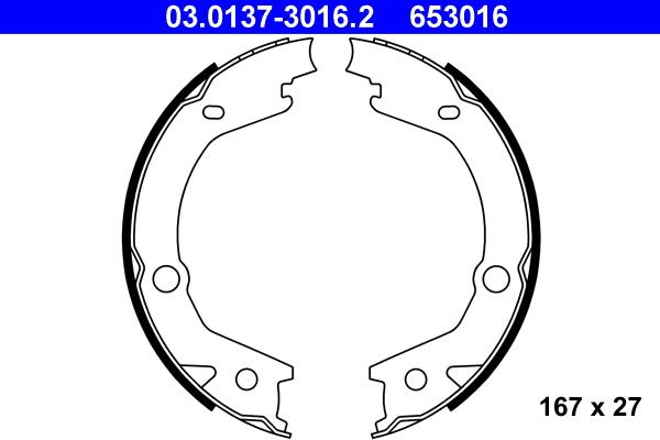 ATE 03.0137-3016.2 - Brake Shoe Set, parking brake autospares.lv