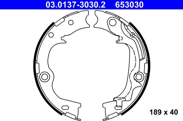 ATE 03.0137-3030.2 - Brake Shoe Set, parking brake autospares.lv