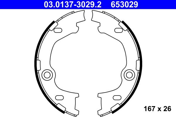 ATE 03.0137-3029.2 - Brake Shoe Set, parking brake autospares.lv